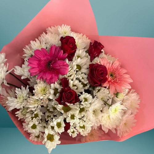 Güllü kasımpatılı buket 2